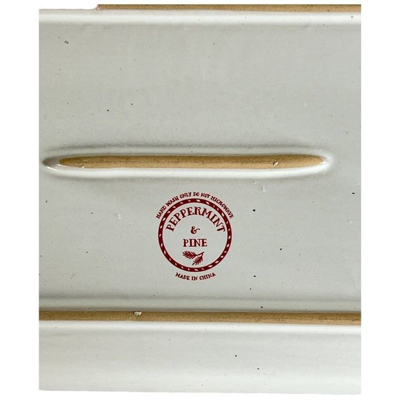 Peppermint & Pine Gnome Christmas Tree Serving Tray 12 IN Rectangle Green Pink - Picture 5 of 6